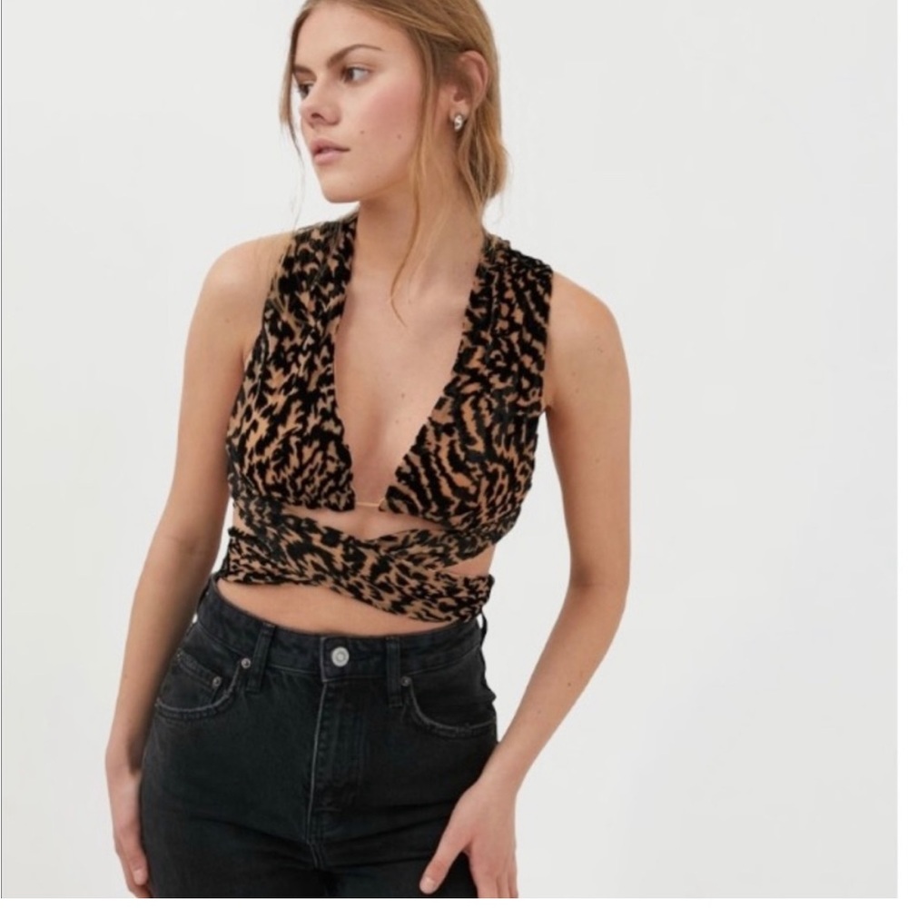 Lioness animal print Saint Germaine halter wrap top